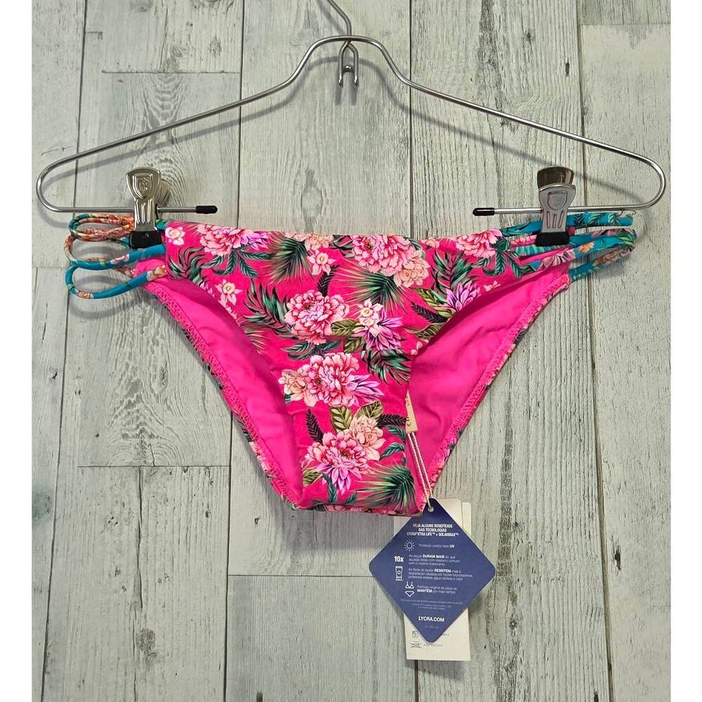 Cia.Maritima Tanga Pink Floral Bikini Bottom ONLY Sz. L (Jr)